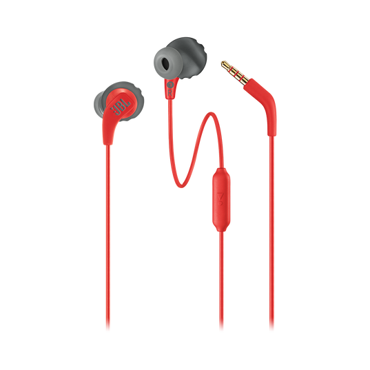 JBL Endurance RUN - Red - Sweatproof Wired Sport In-Ear Headphones - Detailshot 1