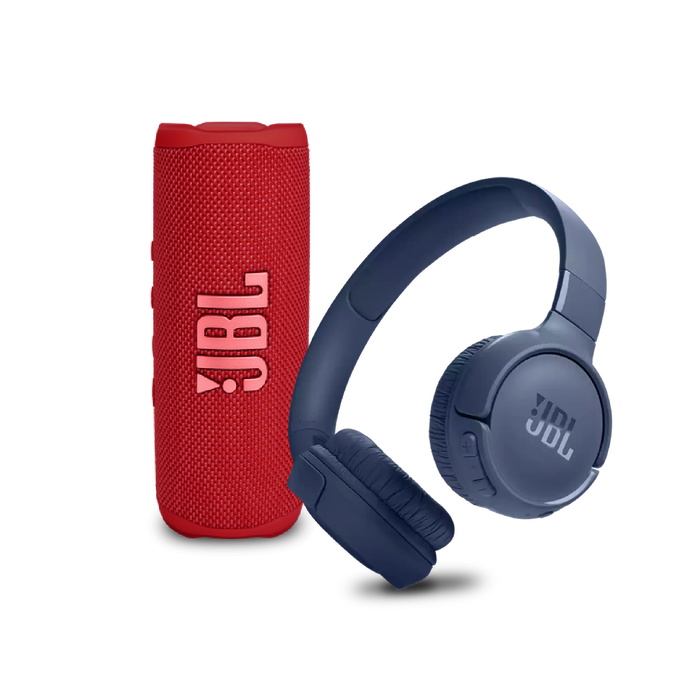 Combo JBL Parlante Flip 6 Rojo + Audifonos Tune 520 BT Azul