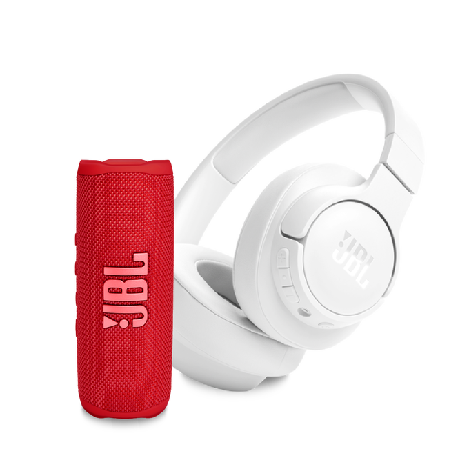 Combo JBL Flip 6 Rojo + JBL Tune 720 BT Blanco