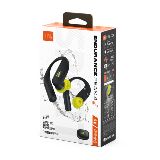 JBL Endurance Peak 4 - Black / Lime - True Wireless Noise Cancelling Sport Earbuds - Detailshot 15 image number null