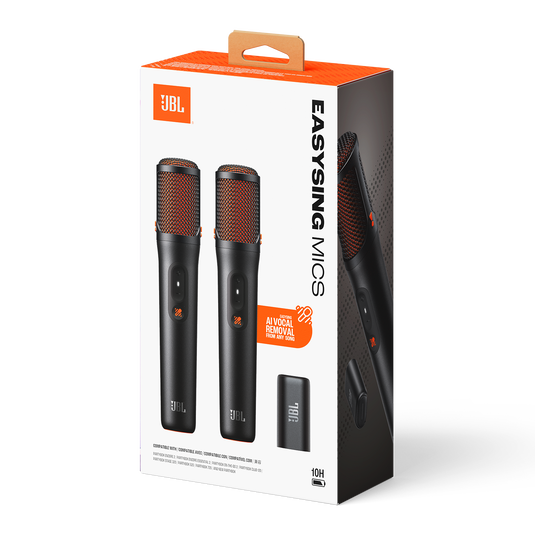 JBL EasySing Mics - Black - Two wireless AI-powered microphones with real-time vocal removal - Detailshot 6 image number null