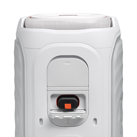 JBL PartyBox 130 - White - Portable party speaker with JBL legendary sound, a dynamic lightshow and a foldable ergonomic handle - Detailshot 1 image number null