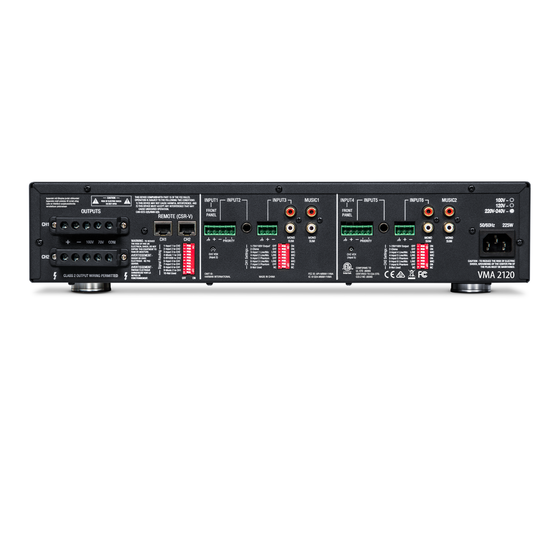 JBL VMA2120 - Black - 120W, 2 Channel Commercial Mixer-Amplifier - Back image number null
